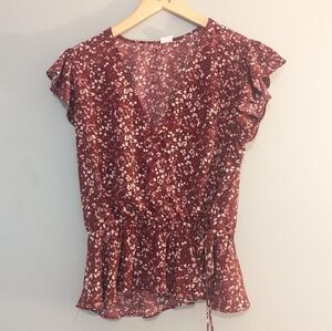 Melrose and Market Burgundy Floral Blouse